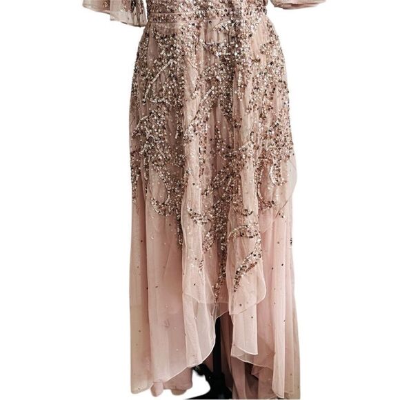 Mac Duggal 93681 Lilac Sequined Kimono Sleeve High Formal Maxi Gown | Size 14 - Picture 11 of 15